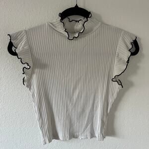 White zara mock neck top